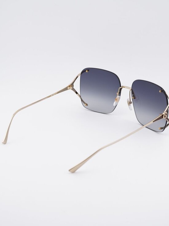 Gucci GG0646S 001 Sunglasses Gold Square Frame, Grey Lenses main image 11